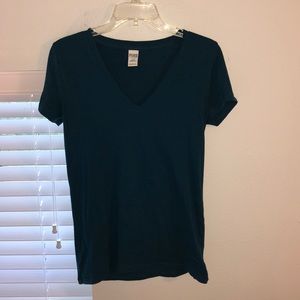 Teal PINK v-neck tee